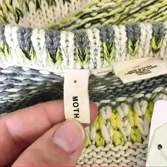 Anthropologie Moth Chaux Metallic Open Front Drape Cardigan Neutral - Picture 8 of 10